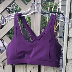 Strappy purple sports bra